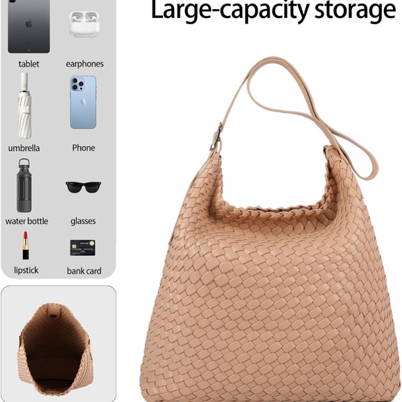 Elegant Tan Woven Women's Bag stylish slouch, Crossbody purse bag brand new Hobo - Picture 7 of 8